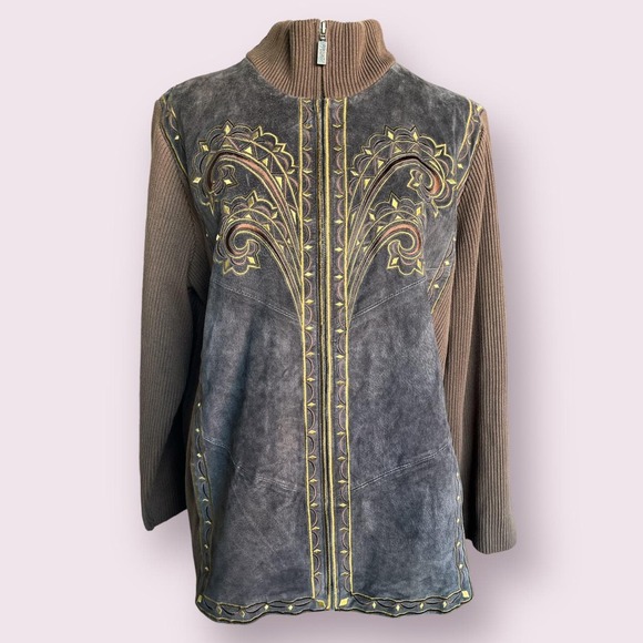 VTG BOB MACKIE BROWN SUEDE ZIP-UP JACKET - Picture 1 of 3